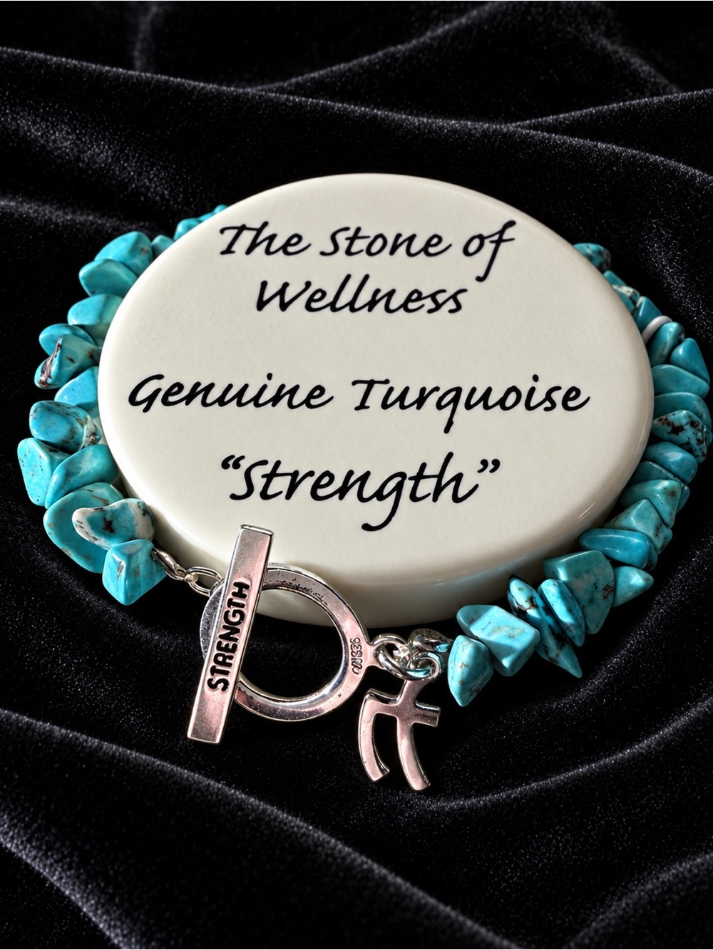Kohl's Turquoise Chip Bracelet with Sterling Silver Toggle with Strength